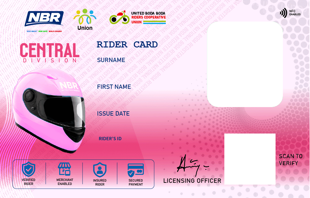 NBR NFC-enabled rider credential showing identity, verification and service markers